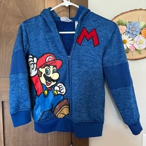 Kids Super Mario Nintendo Hoodie Size S Blue Red
